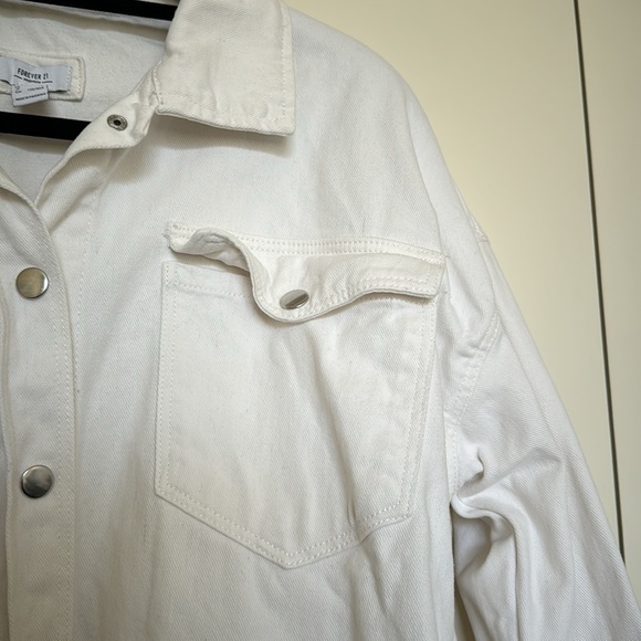 Oversized Forever 21 White Jean Jacket - Picture 4 of 10